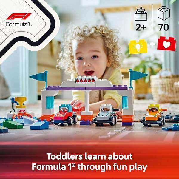 LEGO DUPLO Town F1 Team Race Cars & Drivers Building Toy Playset - Toddler Toy Cars for Pretend Play, Boys and Girls, Ages 2+ - Learning and Educational Gift for Preschool - 10445 - Image 2