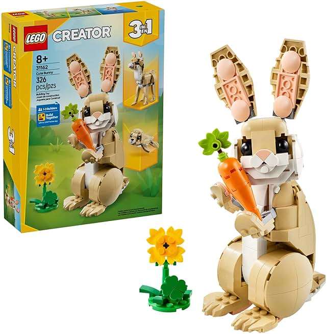 LEGO Creator 3 in 1 Cute Bunny Toy - Building Toy Set with 3 Build Options, Bunny, Seal, or Llama - Animal Figures for Kids, Girls and Boys, Ages 8+ - Gift Idea for Birthdays - 31162 - Image 1