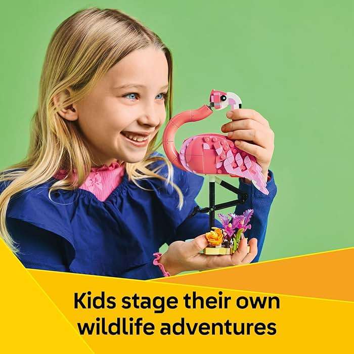 LEGO Creator 3 in 1 Wild Animals: Pink Flamingo Animal Building Toy - Playset with 3 Build Options, Pink Flamingo, Cockatoo, or Axolotl - Learning Toy for Kids, Ages 8+ - 31170 - Image 4