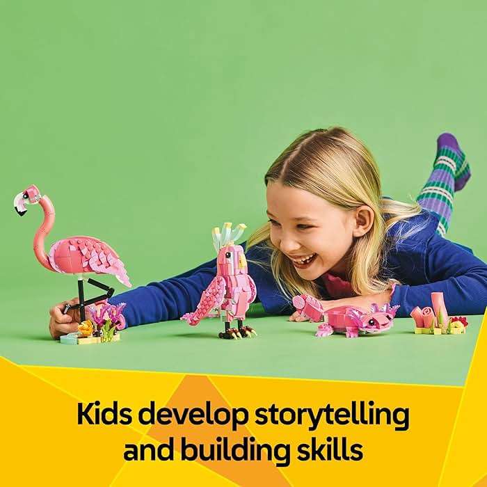 LEGO Creator 3 in 1 Wild Animals: Pink Flamingo Animal Building Toy - Playset with 3 Build Options, Pink Flamingo, Cockatoo, or Axolotl - Learning Toy for Kids, Ages 8+ - 31170 - Image 6