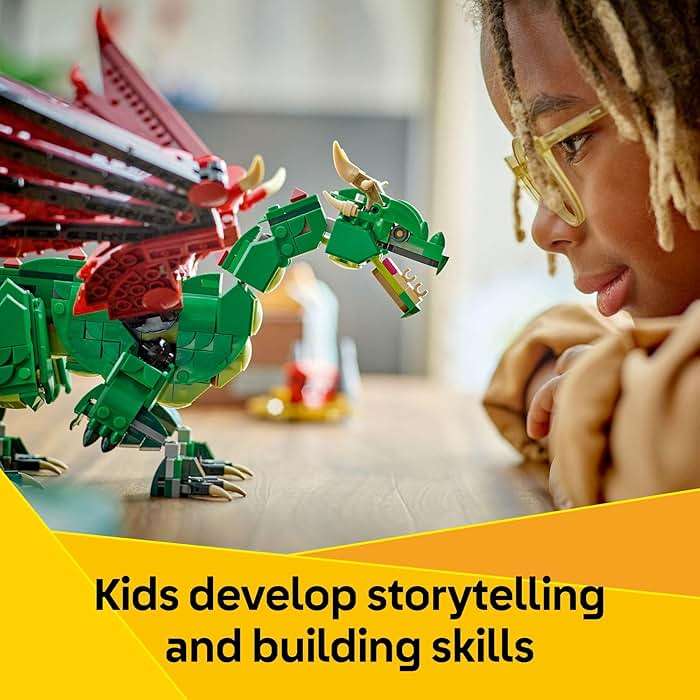 LEGO Creator 3 in 1 Medieval Dragon Toy - Building Toy with 3 Build Options, Dragon, Sea Serpent, or Phoenix - Fantasy Set for Kids, Boys and Girls, Ages 9+ - Gift Idea for Birthdays - 31161 - Image 3