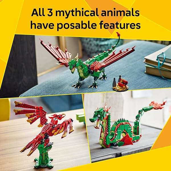 LEGO Creator 3 in 1 Medieval Dragon Toy - Building Toy with 3 Build Options, Dragon, Sea Serpent, or Phoenix - Fantasy Set for Kids, Boys and Girls, Ages 9+ - Gift Idea for Birthdays - 31161 - Image 4