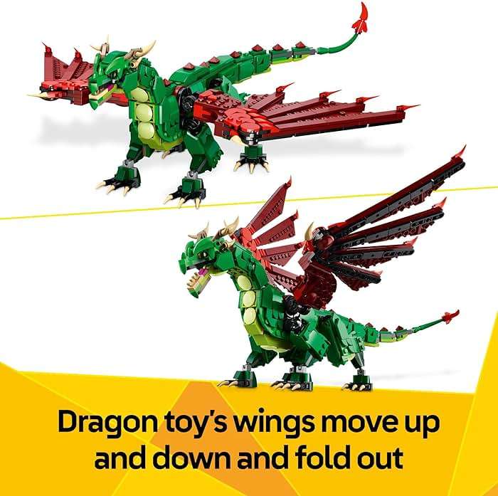 LEGO Creator 3 in 1 Medieval Dragon Toy - Building Toy with 3 Build Options, Dragon, Sea Serpent, or Phoenix - Fantasy Set for Kids, Boys and Girls, Ages 9+ - Gift Idea for Birthdays - 31161 - Image 5