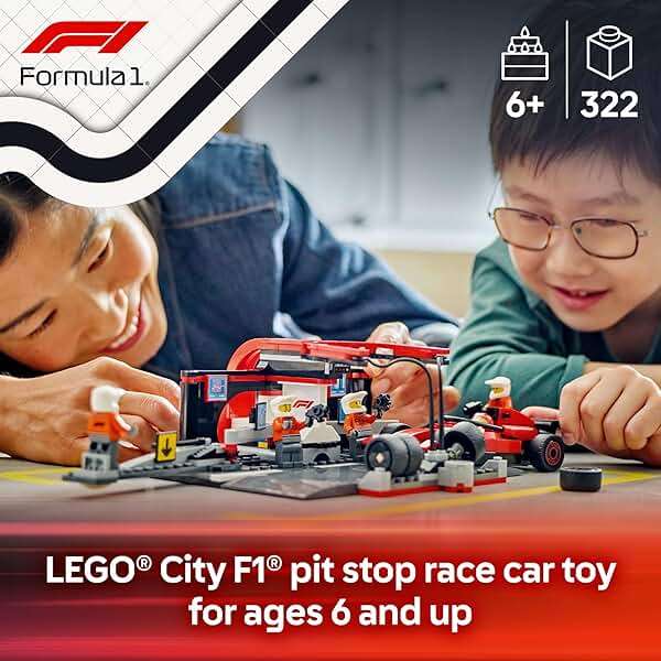 LEGO City F1 Pit Stop & Pit Crew with Ferrari Car Toy - Model Race Car Toy Building Playset for Kids, Boys and Girls, Ages 6+ - F1 Collectible for Fans - Gift Idea for Birthdays - 60443 - Image 2