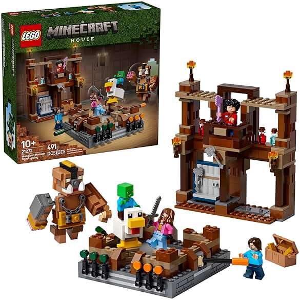 LEGO Minecraft Woodland Mansion Fighting Ring - Building Toy for Kids Age 10+ - Includes Steve, Garrett, & Henry Minecraft Figures, Plus a Chicken Jockey & More - Birthday Gift Idea for Fans - 21272 - Image 1
