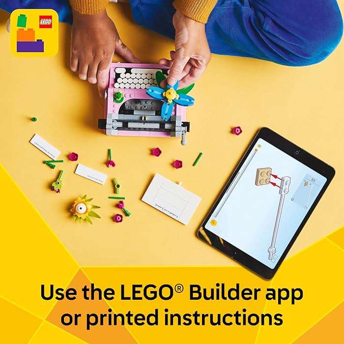 LEGO Creator 3 in 1 Typewriter with Flowers - Building Toy with 3 Building Options, Typewriter, Flowerpot with Pen & Notebook, or Keytar - Gift Idea for Birthdays - 31169 - Image 7