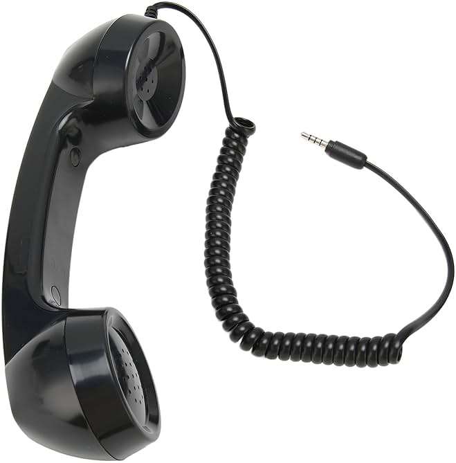 Retro Phone Handset, Radiation Proof Handheld Cell Phone Receiver, Handheld Receiver with Volume Controlfor Mobile Phones for Smartphones and PC with 3.5mm Headphone Jack (Black) - Image 2