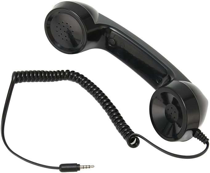 Retro Phone Handset, Radiation Proof Handheld Cell Phone Receiver, Handheld Receiver with Volume Controlfor Mobile Phones for Smartphones and PC with 3.5mm Headphone Jack (Black) - Image 3