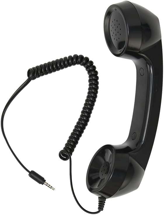 Retro Phone Handset, Radiation Proof Handheld Cell Phone Receiver, Handheld Receiver with Volume Controlfor Mobile Phones for Smartphones and PC with 3.5mm Headphone Jack (Black) - Image 9