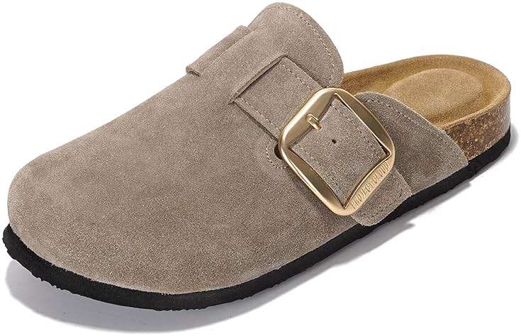 Project Cloud 100% Genuine Leather Clogs for Women Shoes - Memory Foam Insole, Non-Slip & Natural Cork Footbed Arch Support Big Buckle Womens Clogs and Mules Footwear (Manchester) - Image 6