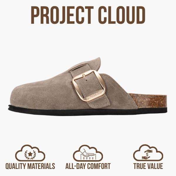 Project Cloud 100% Genuine Leather Clogs for Women Shoes - Memory Foam Insole, Non-Slip & Natural Cork Footbed Arch Support Big Buckle Womens Clogs and Mules Footwear (Manchester) - Image 3