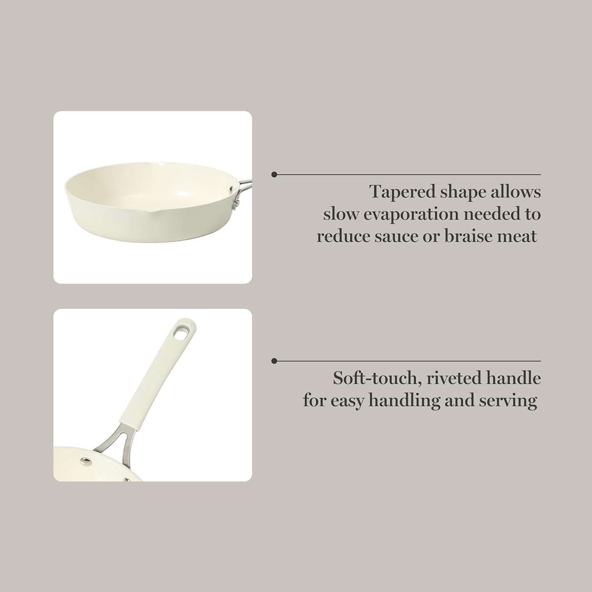 Martha Stewart Heathland 9.5 Inch Aluminum Cookware Non-Toxic Premium Ceramic Non Stick Frying Pan, Kitchen Egg Pan, Omelet, Pots and Pans, Linen White, Induction Safe - Image 6