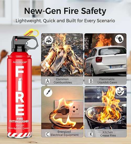 Fire Extinguisher for Home 1Pack, Kitchen, Car, and Grill,Compact Water-Based A, B, C, K Extinguisher with 6-Year Warranty and Easy Storage. - Image 2