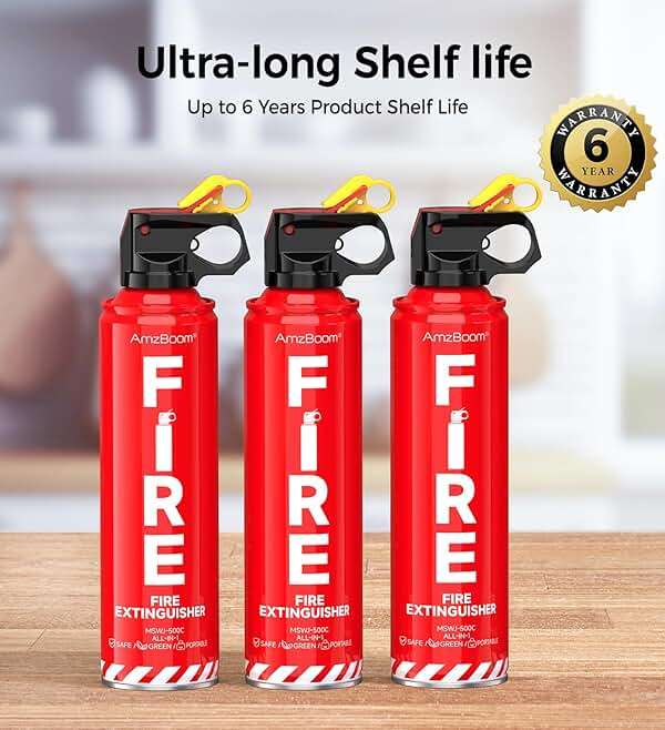 Fire Extinguisher for Home 1Pack, Kitchen, Car, and Grill,Compact Water-Based A, B, C, K Extinguisher with 6-Year Warranty and Easy Storage. - Image 5
