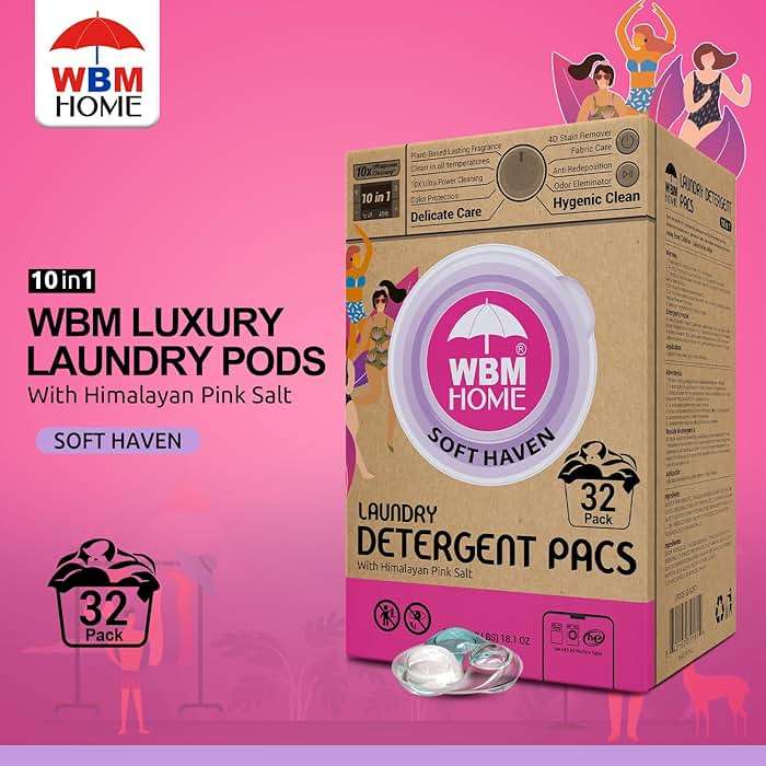 WBM Laundry Pods, 32 Count | Specially Designed for Undergarments With Soft Heaven Fragrance | Laundry Detergent Pods Formulated With Plant-Based Formula and Gentle Stain Remover - Image 2
