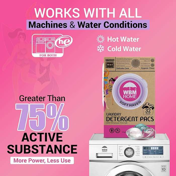 WBM Laundry Pods, 32 Count | Specially Designed for Undergarments With Soft Heaven Fragrance | Laundry Detergent Pods Formulated With Plant-Based Formula and Gentle Stain Remover - Image 4