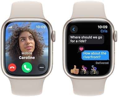 Apple Watch Series 9 (GPS, 45mm) Starlight Aluminum Case with Starlight Sport Band, S/M (Renewed) - Image 3