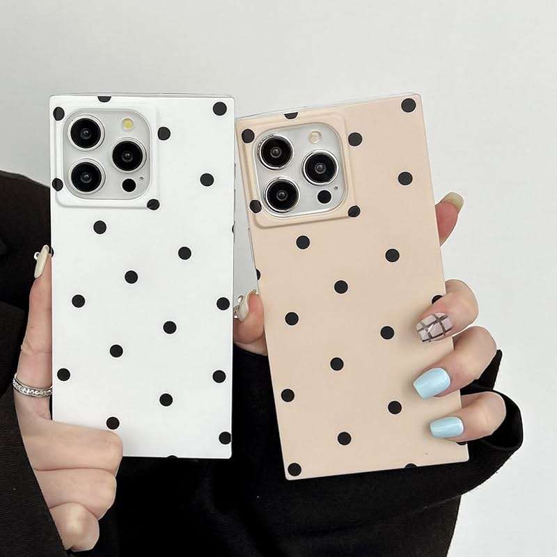 Reezaddin Polka Dots Matte Rectangle Phone Case Compatible with iPhone 16 Pro Max Cute Retro Vintage Boho Stylish Design Slim Protective Girly Cover(i16promax 6.9",Nude Almond) - Image 2