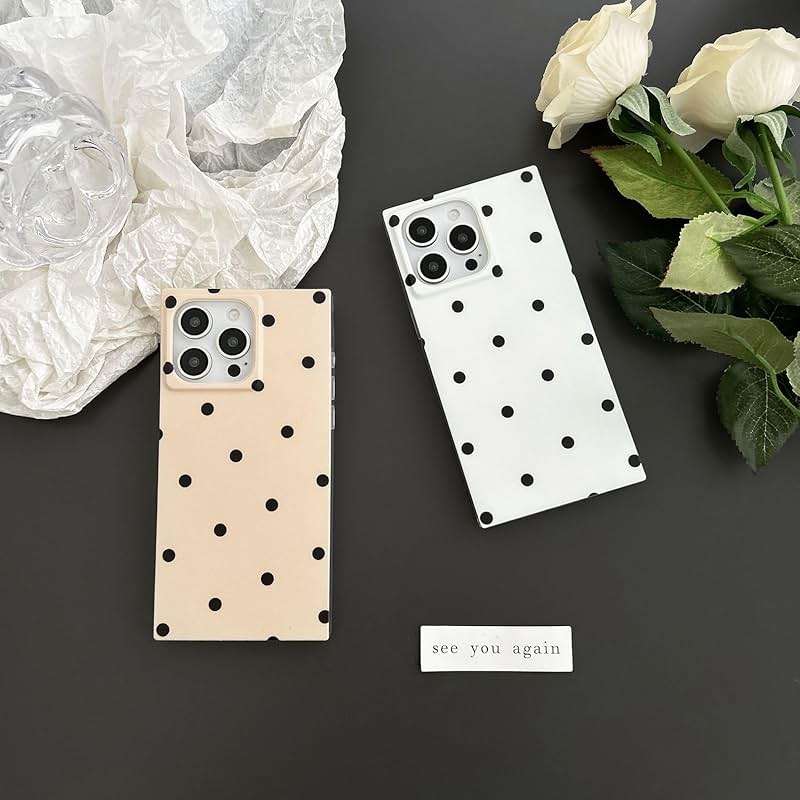 Reezaddin Polka Dots Matte Rectangle Phone Case Compatible with iPhone 16 Pro Max Cute Retro Vintage Boho Stylish Design Slim Protective Girly Cover(i16promax 6.9",Nude Almond) - Image 5