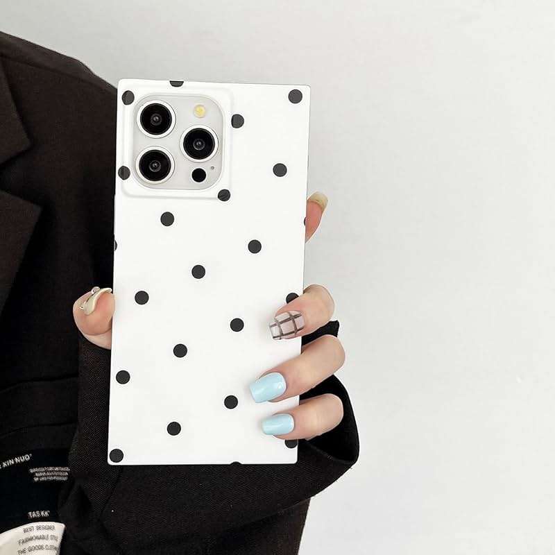 Reezaddin Polka Dots Matte Rectangle Phone Case Compatible with iPhone 16 Pro Max Cute Retro Vintage Boho Stylish Design Slim Protective Girly Cover(i16promax 6.9",Nude Almond) - Image 6