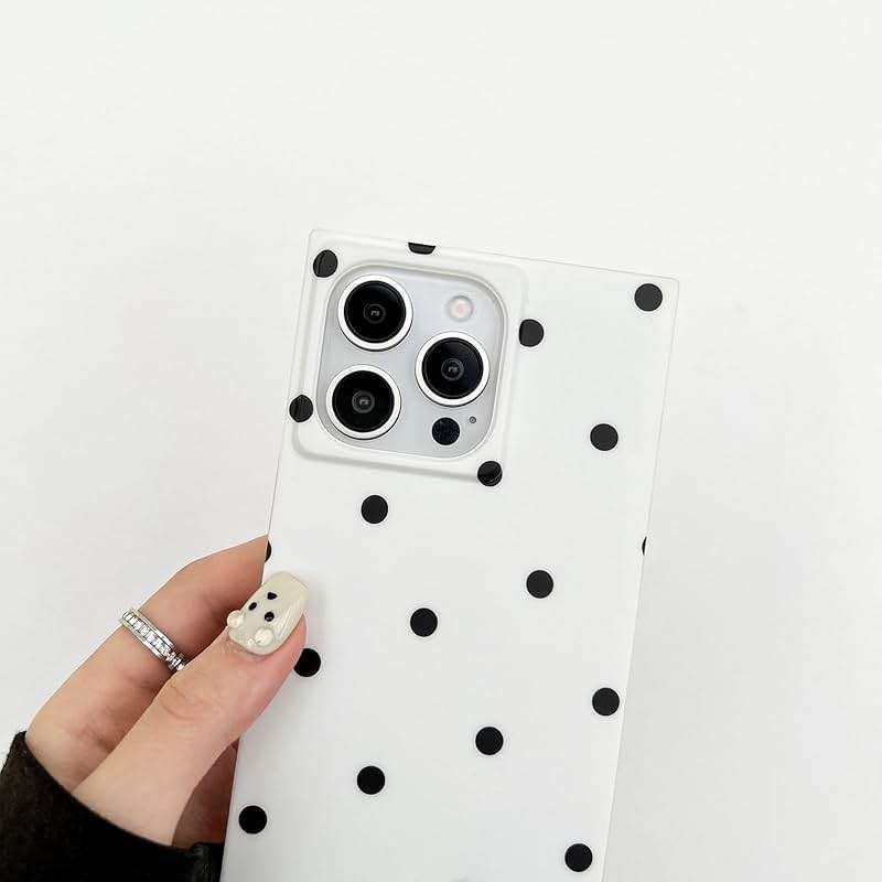 Reezaddin Polka Dots Matte Rectangle Phone Case Compatible with iPhone 16 Pro Max Cute Retro Vintage Boho Stylish Design Slim Protective Girly Cover(i16promax 6.9",Nude Almond) - Image 7