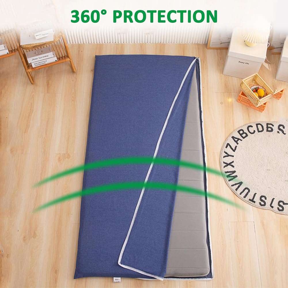 Green,120x190cm/47x75,Traditional Japanese Futon Cover Shikibuton Floor Futon Mattress Soft Skin-Friendly Protective Cover with Zipper Dust Cover Machine Wash Up to 3-8cm Deep - Image 3