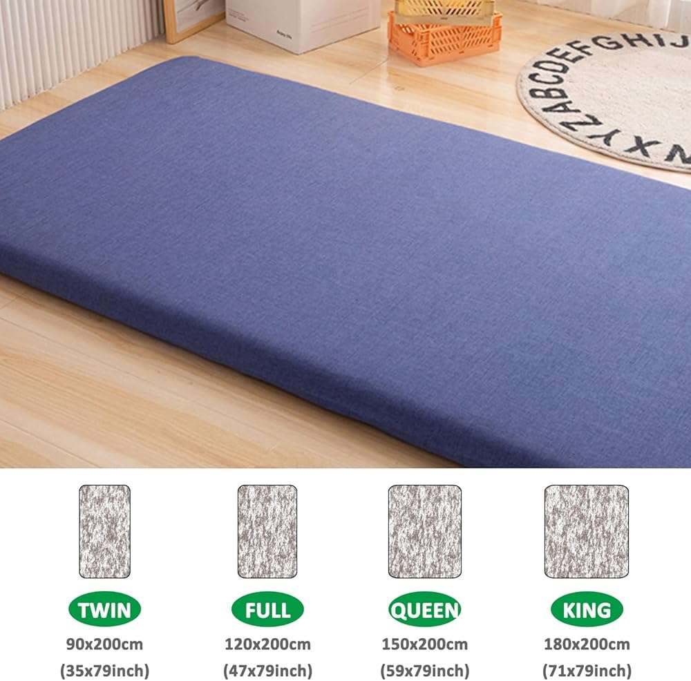 Green,120x190cm/47x75,Traditional Japanese Futon Cover Shikibuton Floor Futon Mattress Soft Skin-Friendly Protective Cover with Zipper Dust Cover Machine Wash Up to 3-8cm Deep - Image 4