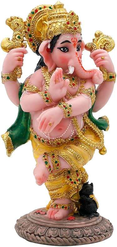 Indian God Ganesha Idol Statue - 5”H Hindu Dancing Ganesh Murti India Ganapati Pooja Item Home Office Temple Mandir Shrine Altar Diwali Puja Spiritual Decor Ideal Gifts for Indian Friend Relative - Image 9