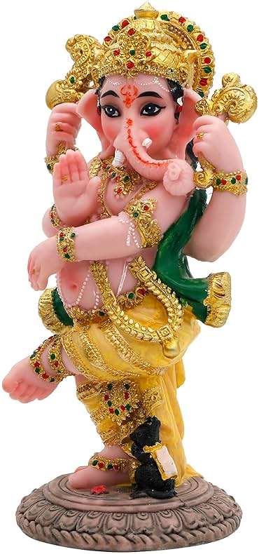 Indian God Ganesha Idol Statue - 5”H Hindu Dancing Ganesh Murti India Ganapati Pooja Item Home Office Temple Mandir Shrine Altar Diwali Puja Spiritual Decor Ideal Gifts for Indian Friend Relative - Image 10
