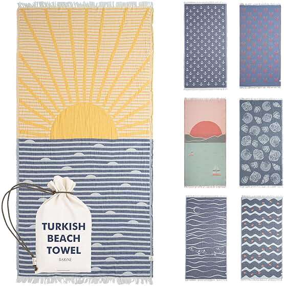 Barine Turkish Beach Towel - Large 36 x 71 | Quick Dry Beach Towel is Essential for Enjoying A Day at The Beach | Sand Free Beach Towels for Clean and Comfortable Experience (Sunset, Large) - Image 1