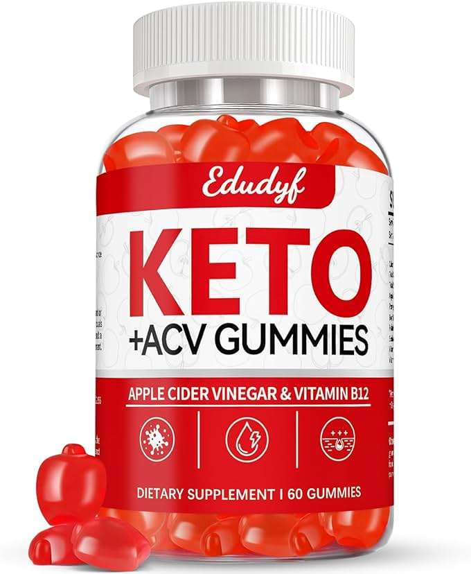 EDUDYF Keto ACV Gummies - 60 Count Gluten-Free, Gelatin-Free Apple Cider Vinegar Gummies with B12 for Keto Support, Vegetarian, Unique Flavor, Convenient Bottled Supplement for Men & Women - Image 1