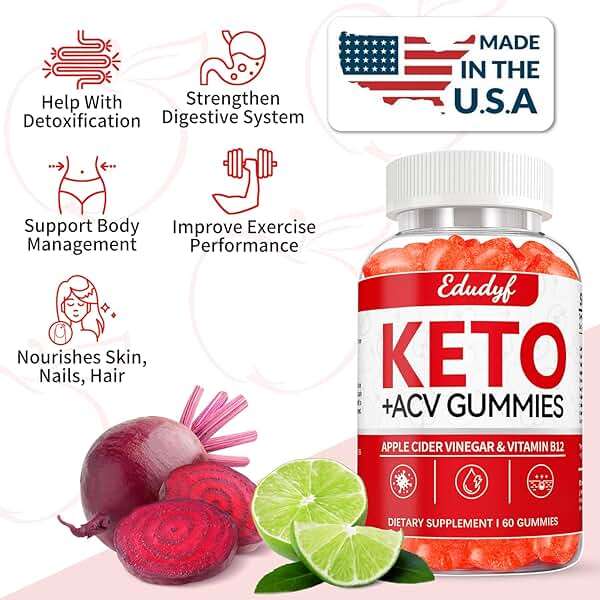EDUDYF Keto ACV Gummies - 60 Count Gluten-Free, Gelatin-Free Apple Cider Vinegar Gummies with B12 for Keto Support, Vegetarian, Unique Flavor, Convenient Bottled Supplement for Men & Women - Image 3