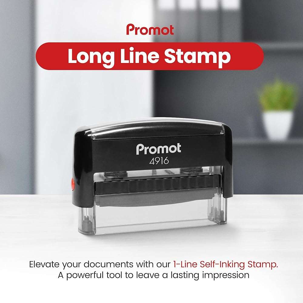Promot Self Inking 1 Line Custom Stamp (Long) - Personalized Name Stamps for Office, Teacher, Address & Business Stamp - Choose Font & Ink Color - Return Address Rubber Stamps - Image 3