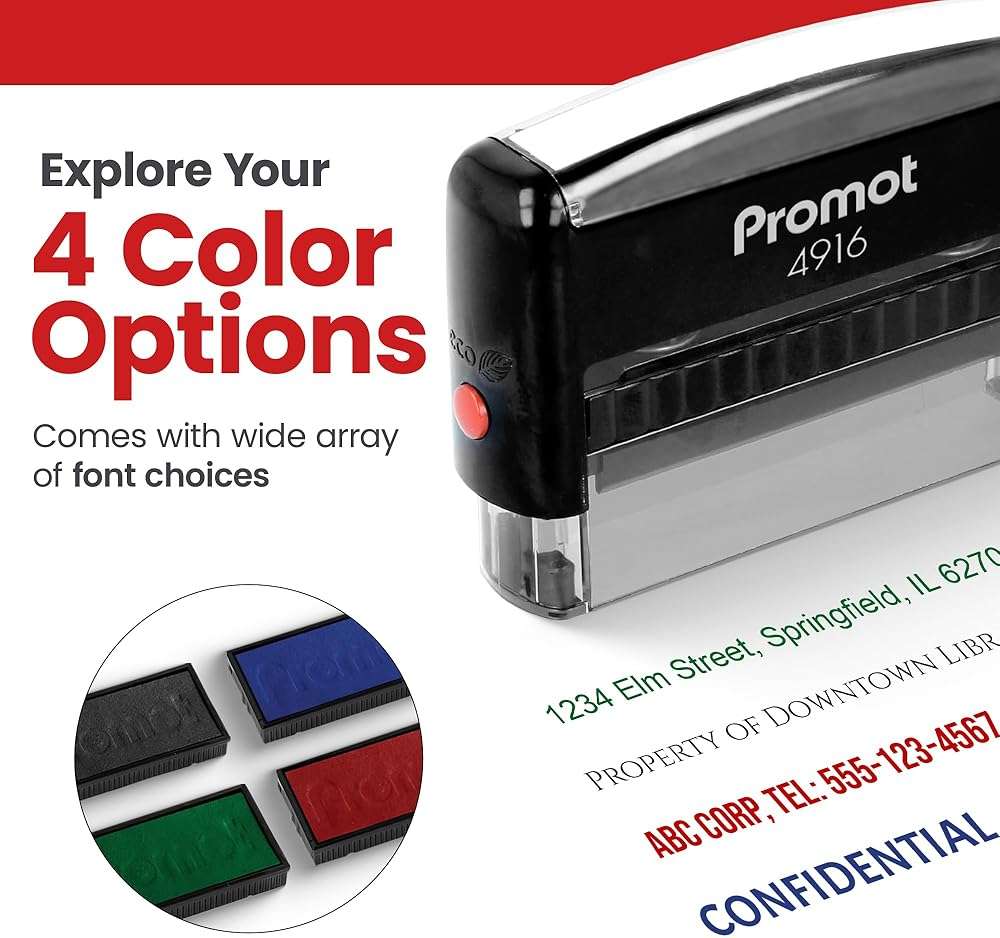 Promot Self Inking 1 Line Custom Stamp (Long) - Personalized Name Stamps for Office, Teacher, Address & Business Stamp - Choose Font & Ink Color - Return Address Rubber Stamps - Image 5