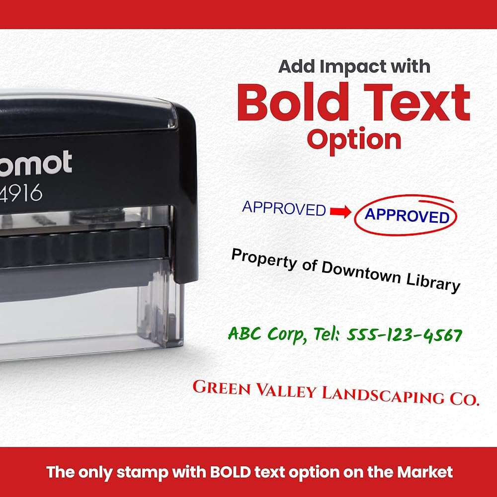 Promot Self Inking 1 Line Custom Stamp (Long) - Personalized Name Stamps for Office, Teacher, Address & Business Stamp - Choose Font & Ink Color - Return Address Rubber Stamps - Image 6