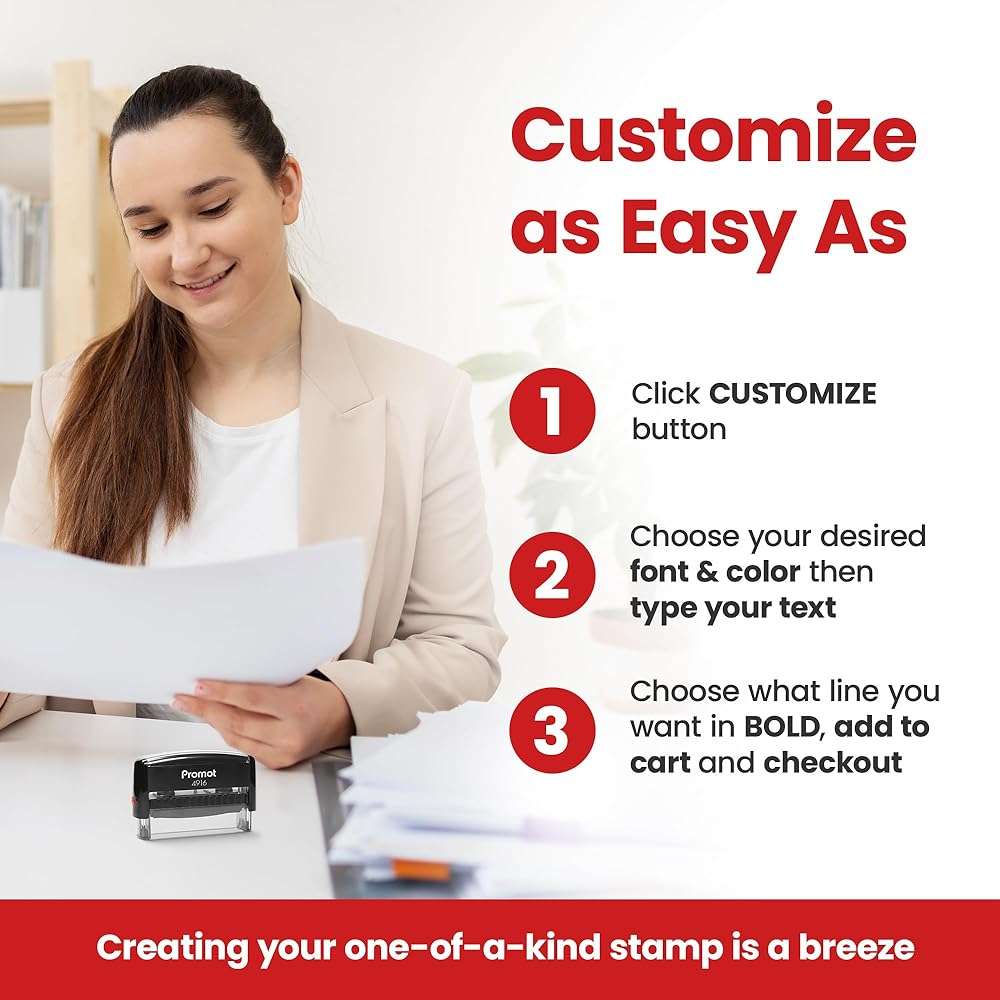 Promot Self Inking 1 Line Custom Stamp (Long) - Personalized Name Stamps for Office, Teacher, Address & Business Stamp - Choose Font & Ink Color - Return Address Rubber Stamps - Image 8