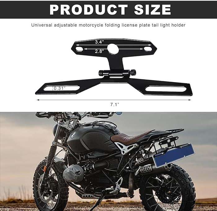Wevdn 1 PCS Motorcycle License Plate Bracket, Adjustable Motorbike Fold License Plate Tail Light Mount Holder, Universal License Plate Holder for Scooter ATV Dirt Bike, Car Accessories - Image 2