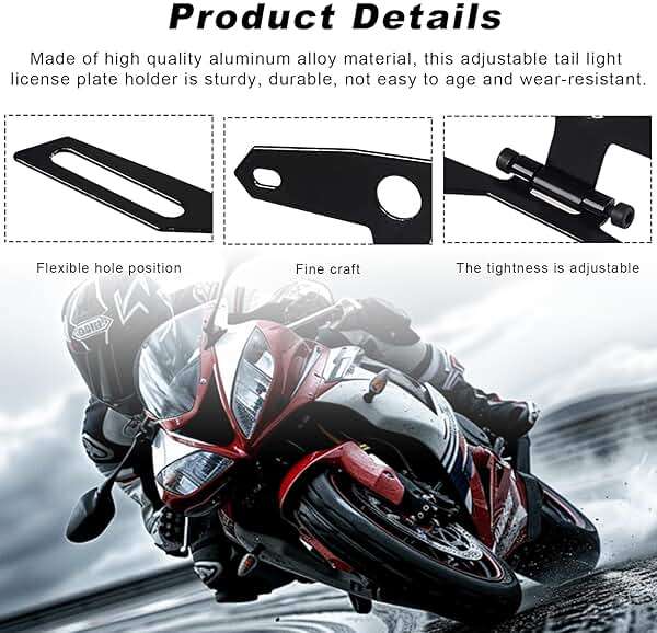Wevdn 1 PCS Motorcycle License Plate Bracket, Adjustable Motorbike Fold License Plate Tail Light Mount Holder, Universal License Plate Holder for Scooter ATV Dirt Bike, Car Accessories - Image 3