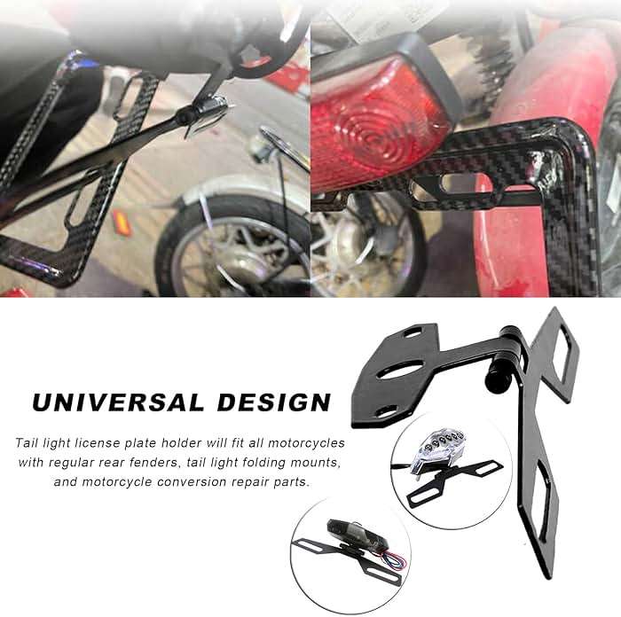 Wevdn 1 PCS Motorcycle License Plate Bracket, Adjustable Motorbike Fold License Plate Tail Light Mount Holder, Universal License Plate Holder for Scooter ATV Dirt Bike, Car Accessories - Image 5