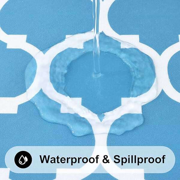 Smiry Rectangle Table Cloth, Waterproof Vinyl Tablecloth with Flannel Backing for Rectangle Tables, Wipeable Spillproof Plastic Tablecloths for Dining, Camping and Indoor (52"x70", Light Blue) - Image 2