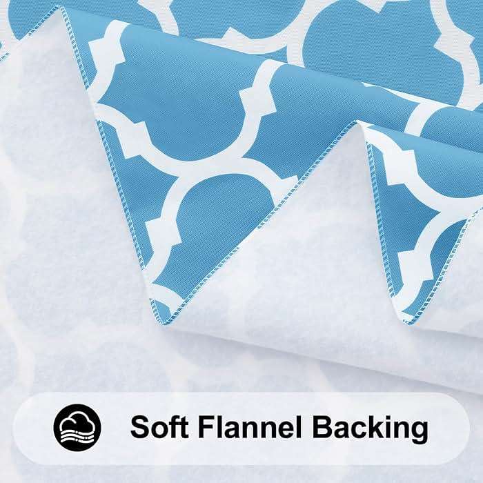 Smiry Rectangle Table Cloth, Waterproof Vinyl Tablecloth with Flannel Backing for Rectangle Tables, Wipeable Spillproof Plastic Tablecloths for Dining, Camping and Indoor (52"x70", Light Blue) - Image 5