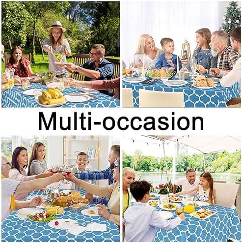 Smiry Rectangle Table Cloth, Waterproof Vinyl Tablecloth with Flannel Backing for Rectangle Tables, Wipeable Spillproof Plastic Tablecloths for Dining, Camping and Indoor (52"x70", Light Blue) - Image 6