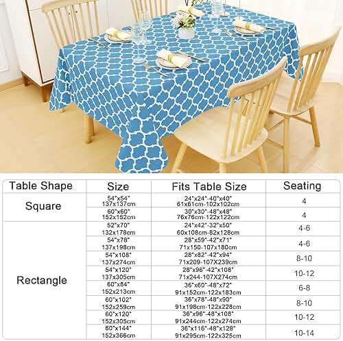 Smiry Rectangle Table Cloth, Waterproof Vinyl Tablecloth with Flannel Backing for Rectangle Tables, Wipeable Spillproof Plastic Tablecloths for Dining, Camping and Indoor (52"x70", Light Blue) - Image 7