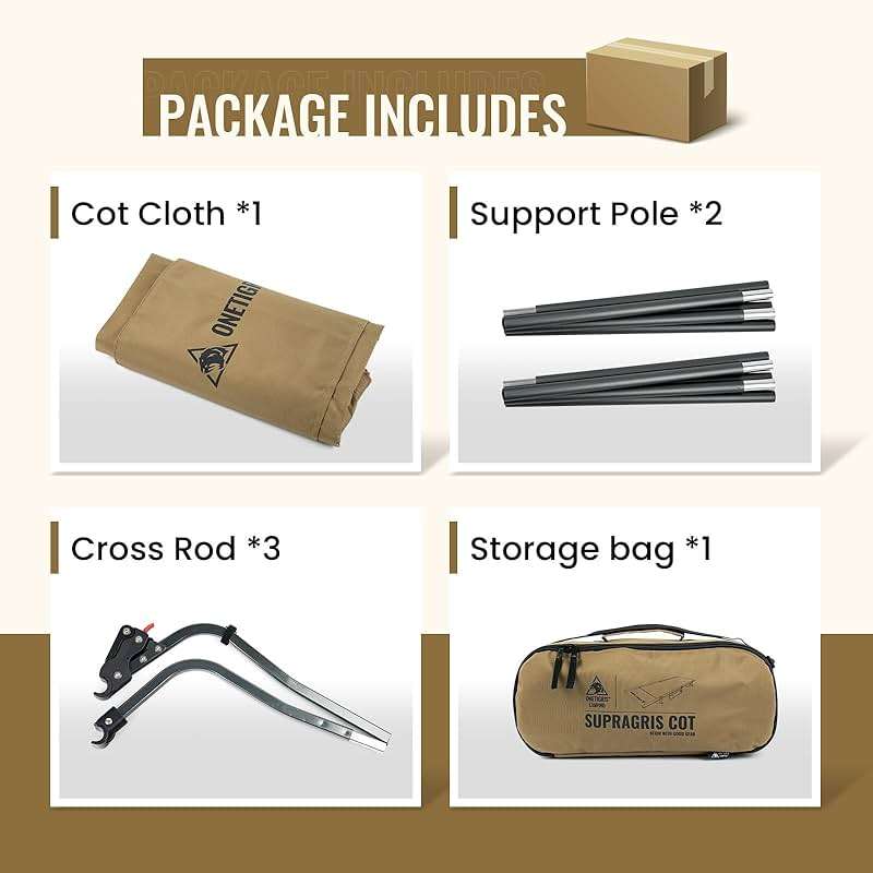 ONETIGRIS SUPRAGRIS Camping Cot, Support Up to 400lbs, Lightweight Comfortable Folding Bed for Camping, Hiking, Backpacking, Travel, Car Trips, Office Nap - Image 8