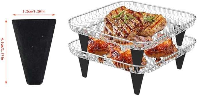 NentMent 4 Pack Dehydration Rack Heightening Feet Silicone Stand Cover Cap for Height Increasing Multi Layer Stackable Air Fryer Basket Tray Grilling Dehydrator Mesh Set with Triangle Foot - Image 2