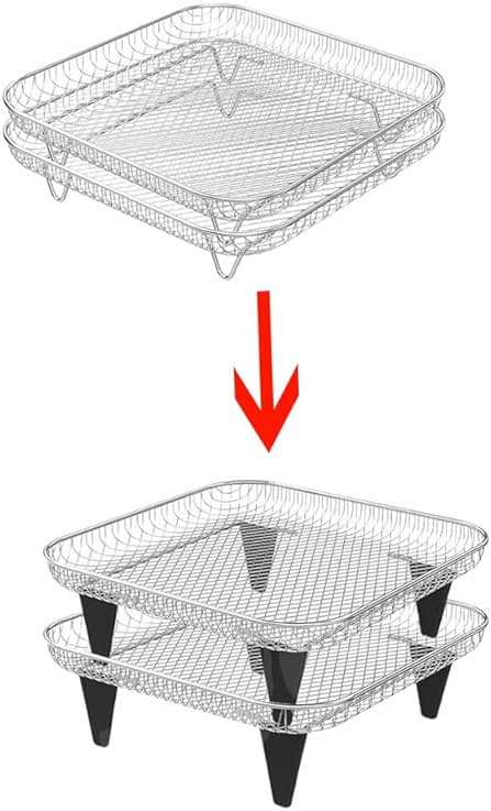 NentMent 4 Pack Dehydration Rack Heightening Feet Silicone Stand Cover Cap for Height Increasing Multi Layer Stackable Air Fryer Basket Tray Grilling Dehydrator Mesh Set with Triangle Foot - Image 3