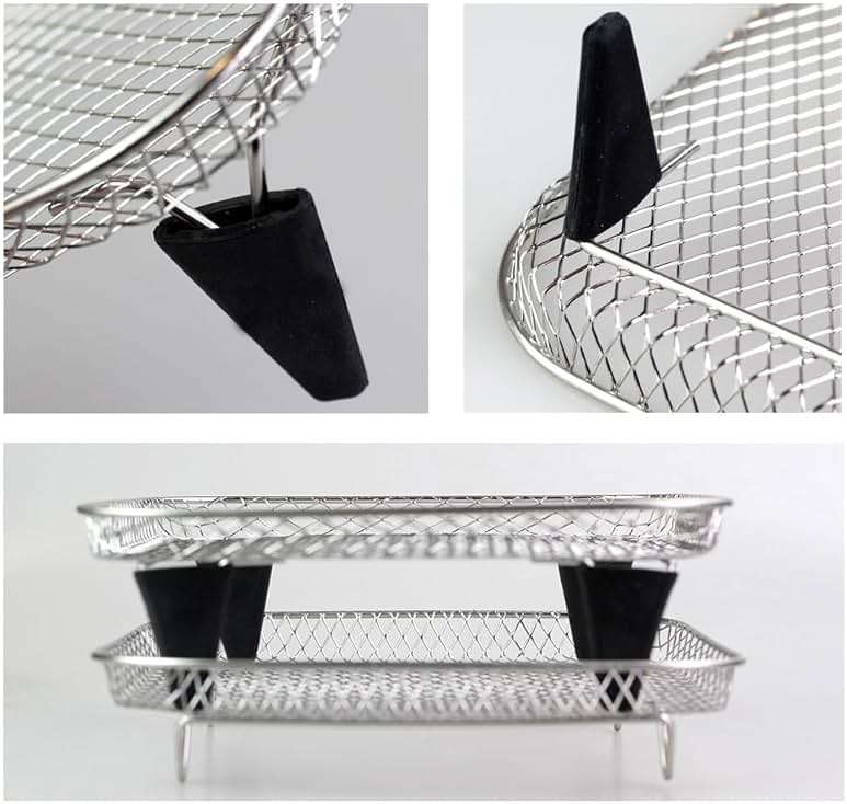 NentMent 4 Pack Dehydration Rack Heightening Feet Silicone Stand Cover Cap for Height Increasing Multi Layer Stackable Air Fryer Basket Tray Grilling Dehydrator Mesh Set with Triangle Foot - Image 4
