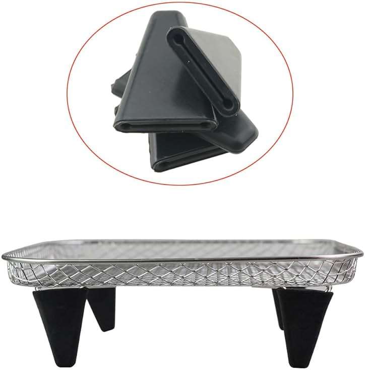 NentMent 4 Pack Dehydration Rack Heightening Feet Silicone Stand Cover Cap for Height Increasing Multi Layer Stackable Air Fryer Basket Tray Grilling Dehydrator Mesh Set with Triangle Foot - Image 5