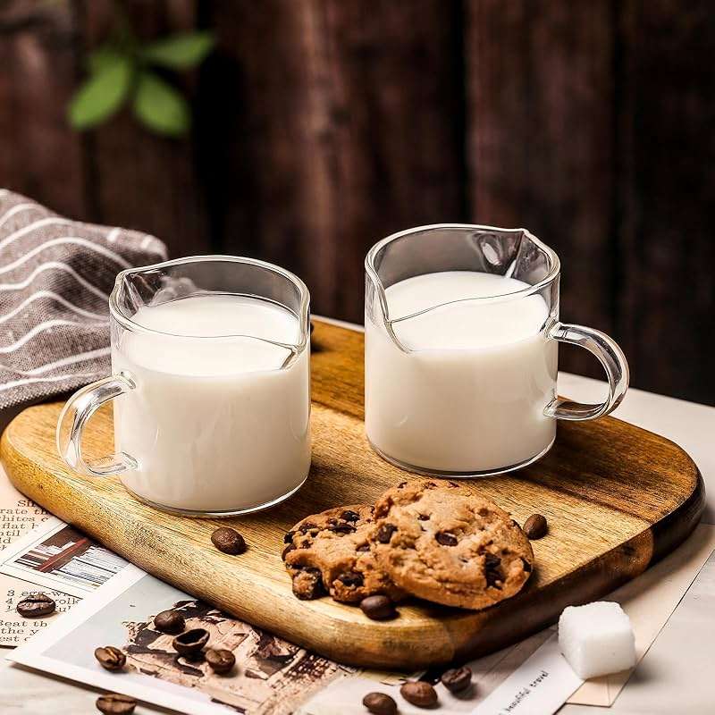Espresso Cups Set of 2 - 4 Oz Espresso Shot Glass with Handle Double Spout Cups Clear Glass Milk Cup Espresso Accessories Great for Making Coffee Desserts Salad Dressings - Image 2