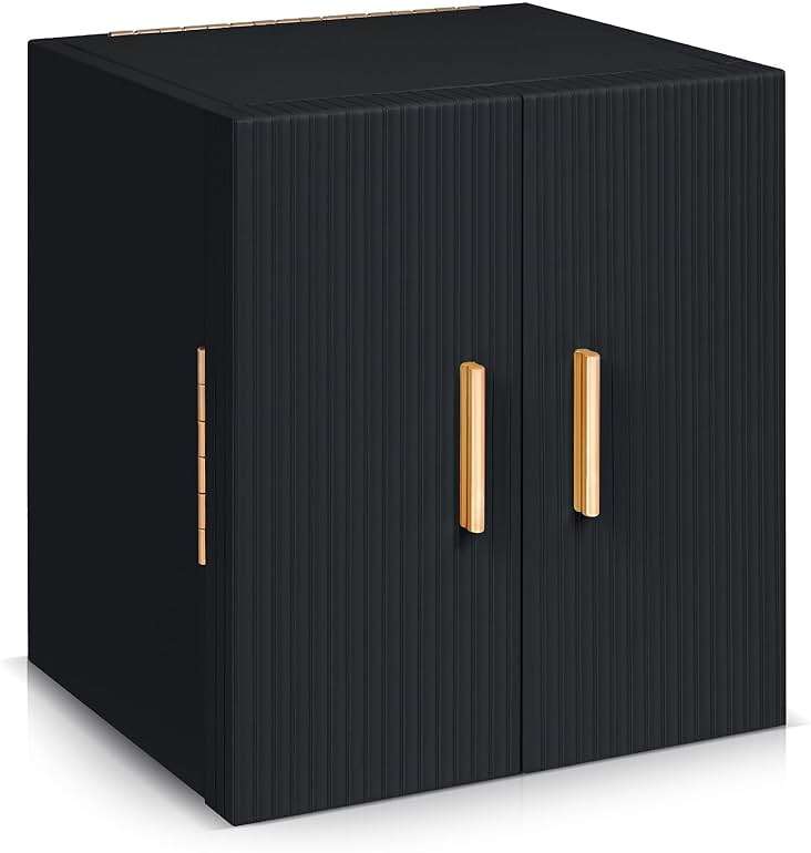 Dajasan Large Jewelry Box for Women, Jewelry Organizer Box with 3 Drawers, Jewelry Storage Organizer with Mirror for Necklace Ring Bracelet Watch, Gift Idea, 8.7 x 7.5 x 9.8 Inches (Black) - Image 1